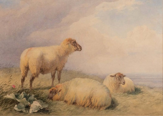 Thomas Francis Wainewright (1794-1883) Sheep in a landscape 1860